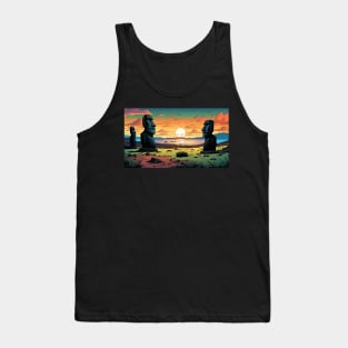 Easter island at sunset Tank Top